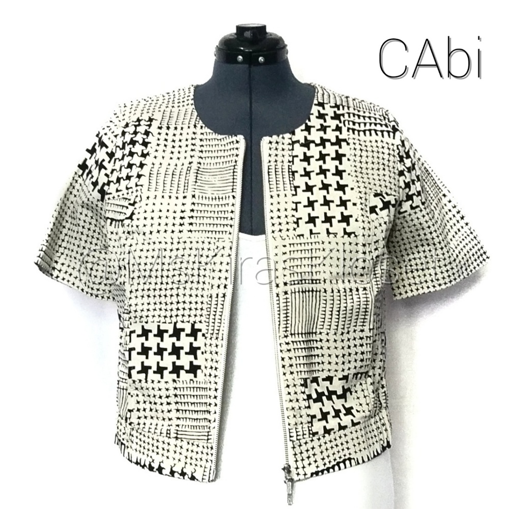 Houndstooth Print Coupe Bomber Jacket Euc